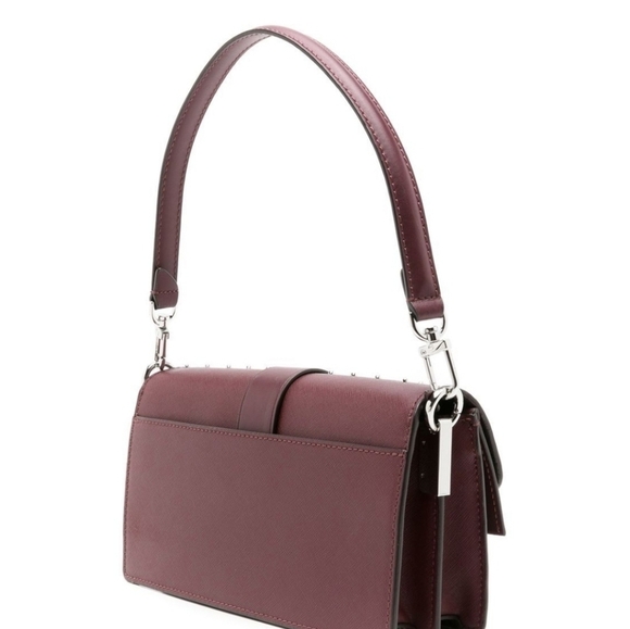 🔹️Michael Kors🔹️ Greenwich Medium MERLOT purple stud Convertible Shoulder bag - Picture 7 of 10